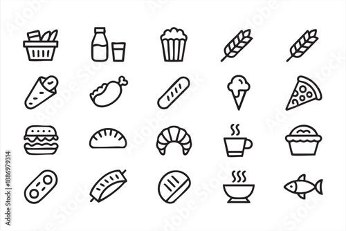 Restaurant Food Icons for Digital Menus and Ordering Systems