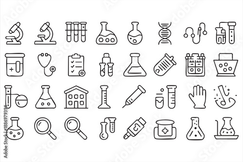 Science and Research Icons for Medical Dashboards and Interfaces