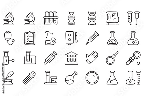 Medical Lab Icons for Testing, Analysis, and Clinical Systems