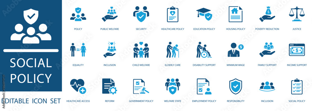 Φωτογραφία social policy icon set