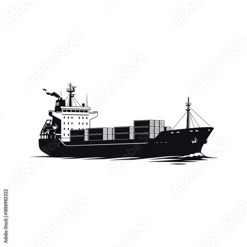 Cargo Ship Illustration - Vector Graphics