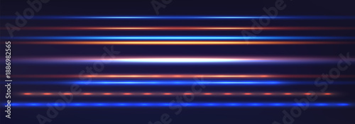 Abstract lights lines. Vector laser beams. Glowing streaks on dark background. Luminous neon lines isolated on trasparent backgound. 