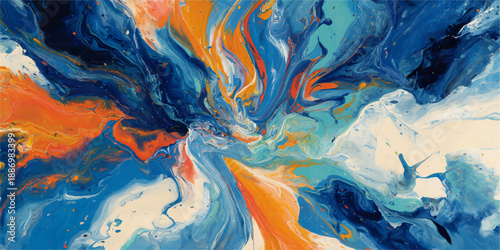 Abstract marble oil paint, ink drawn waves drawing texture