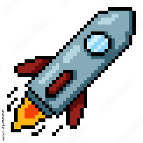 Vector Pixel Art Icon - Space Rocket