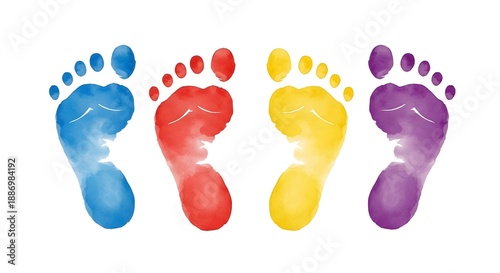 Vibrant family footprints celebrating mother's day and family bonding