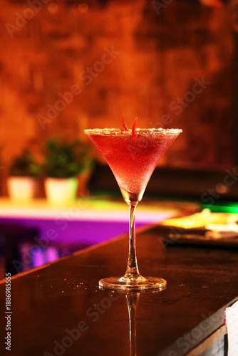red cocktail on the table