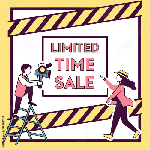 Limited Period Sale with Bold Warning Stripe for Urgency & Promotion