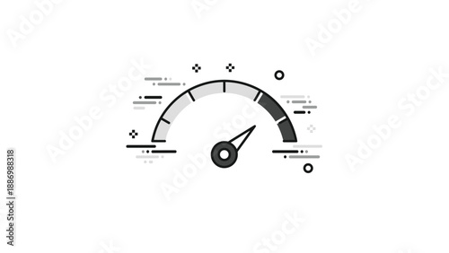 Speedometer gauge icon representing high performance, efficiency, and measuring progress in a modern business or technical context.