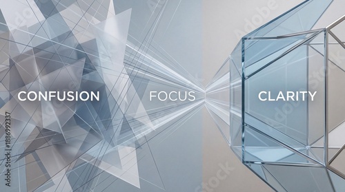 A conceptual image of confusion transforming into clarity through focus
