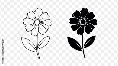 Modern flower icons for design and decoration isolated on Transparent Background