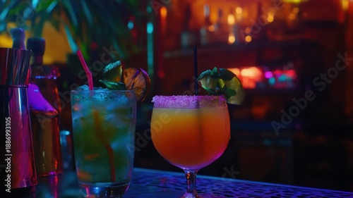 Video Two drinks sitting on a table