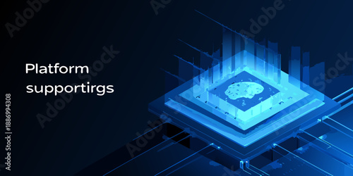 Abstract representation of a digital platform supporting artificial intelligence and data processing