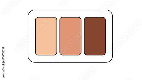 Three shade makeup palette containing different tones of brown for contouring, highlighting, or eyeshadow application in a simple flat layout.