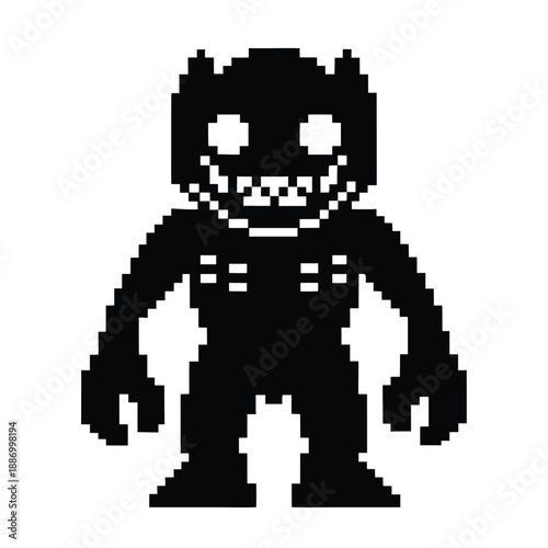 Pixel Art 1-Bit Chubby Monster Fantasy Creature Asset