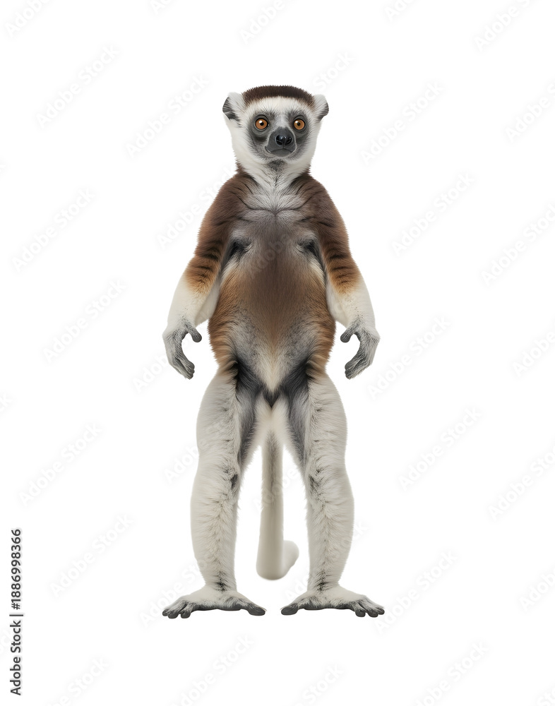 Obraz premium Ring tailed lemur standing upright isolated on transparent background