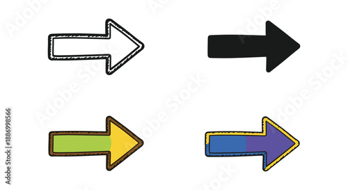 Collection of different style arrows pointing to right side