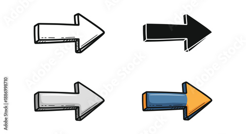 Collection of different style arrows pointing to right side