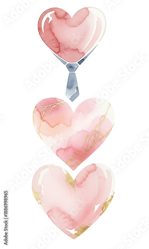 Three heart love isolated, hearts collection, Collection set of Valentine's day elements isolated