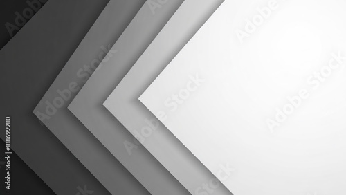 Abstract geometric background with layered grayscale paper shapes pointing right