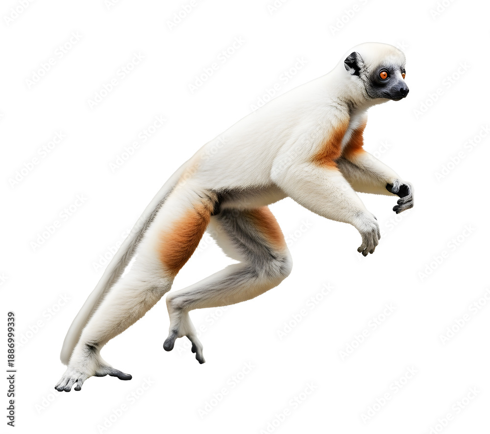 Obraz premium White and orange lemur isolated on transparent background