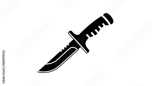 Vector illustration of a sharp tactical hunting knife or combat dagger, on transparent background