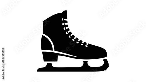 Vector illustration of a sleek black ice skate for winter sports graphics, on transparent background