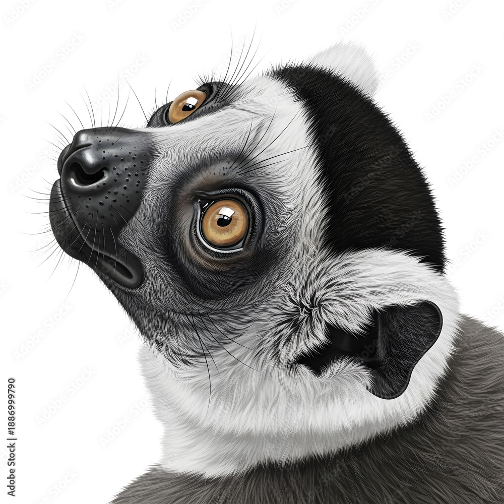 Naklejka premium Ring tailed lemur head on transparent background isolated on transparent background