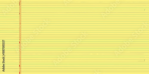 Tableau sur toile A close up view of yellow lined paper with a red margin