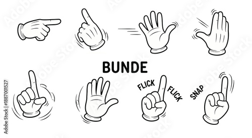 Hand Gestures Illustration Set with Various Signs and Actions.