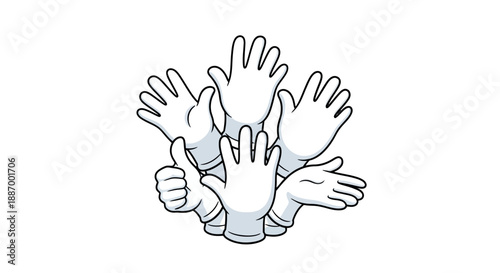 Group of Hands Reaching Out Together in Unity and Support.