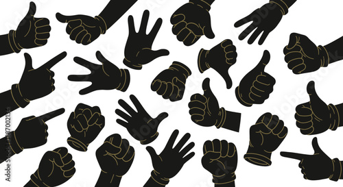 Collection of Hand Gestures with Thumbs Up and Down.