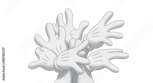 Multiple hands reaching out together in a gesture of unity and cooperation.