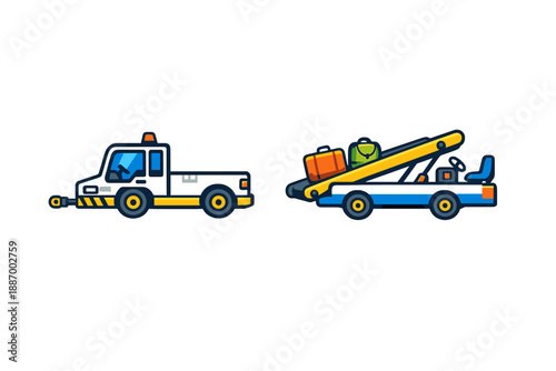 Vehicles used in transportation of luggage and roadside assistance at travel locations during daytime