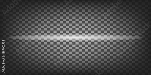 White laser beams isolated on black background. Abstract light effect. Blue lens flash. Horizontal rays glowing in the dark. Speed ​​vector illustration. road.