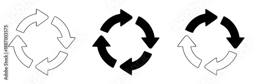 Circular set of colorful arrows forming a loop, showing continuous process flow in a graphic design illustration