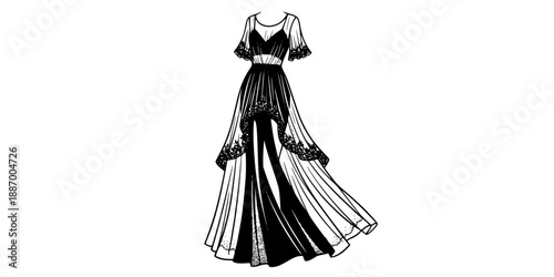 Sheer Layered Maxi Dress Romantic Silhouette