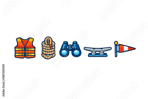 Safety gear and equipment for boating and outdoor activities during day trips on lakes and rivers