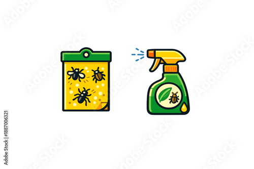 Insect bait and spray displayed for pest control in a household setting during daytime