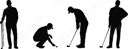 Silhouettes of athletes performing ball actions including kick, dribble, and jump for sports, movement, training, and vector design content