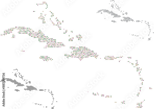 Rectangle shape pattern shape Caribbean Island country Infographic vector map of design political territory.