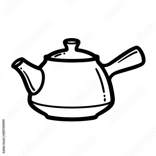 Minimalist Hand-Drawn Kyusu Teapot Icon