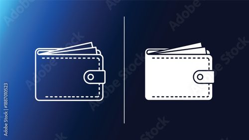 Two contrasting wallets on split dark blue background one white and one dark symbolizing choice