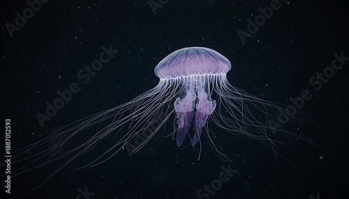 a crown jellyfish (Cephea cephea) drifts with tentacles outstretched to ensnare prey in deep-water.
