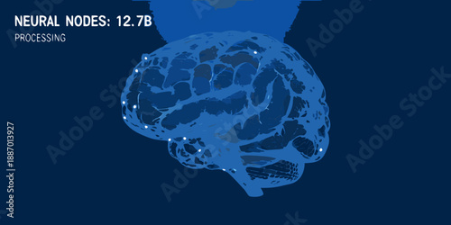 a blue brain with neural nodes processing information