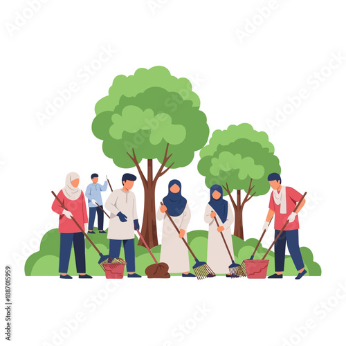 Diverse Group of People Gardening Together.