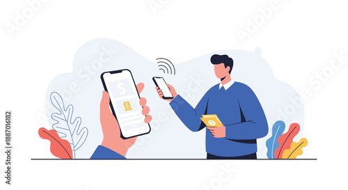 Person making a contactless payment using a smartphone, illustrating the concept of mobile banking, digital wallets, and wireless money transfer.