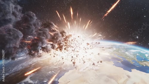 Asteroid Impact on Earth from Space.