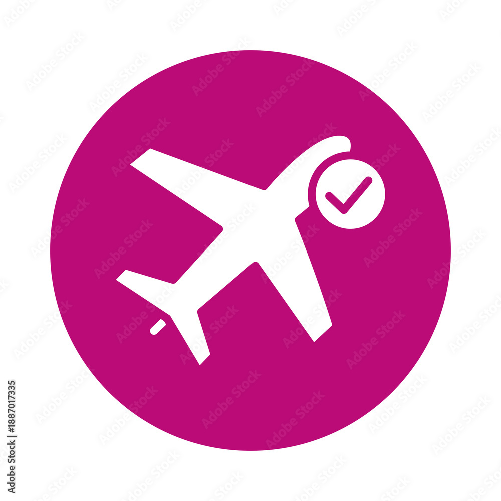 Fototapeta premium Airplane checkmark icon isolated on transparent background