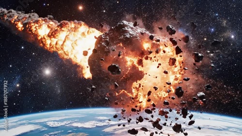 Asteroid Impact on Earth from Space.