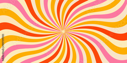 Abstract retro swirl pattern with orange pink and cream color scheme